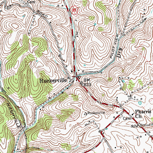 Topographic Map of Ruckerville, KY