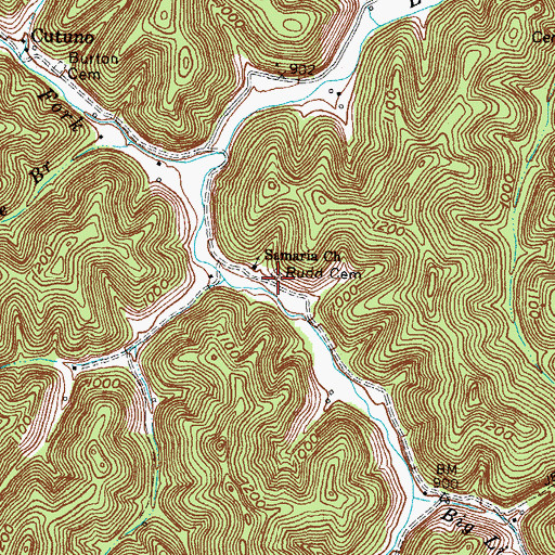 Topographic Map of Rudd Cemetery, KY