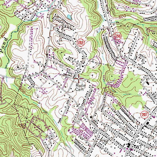 Topographic Map of Rude Cemetery, KY