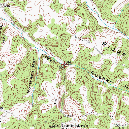 Topographic Map of Rueben Hollow, KY