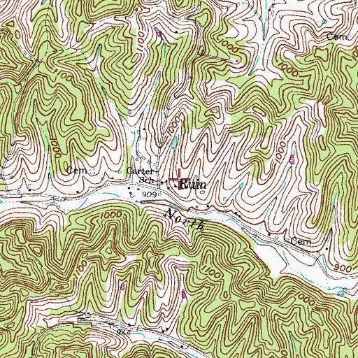 Topographic Map of Ruin, KY