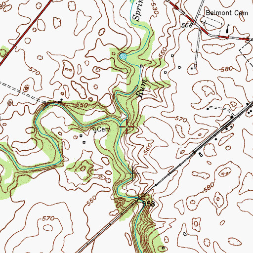 Topographic Map of Rum Spring Creek, KY
