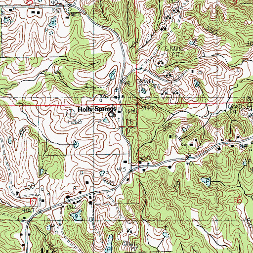 Topographic Map of Holly Springs Cemetery, AR