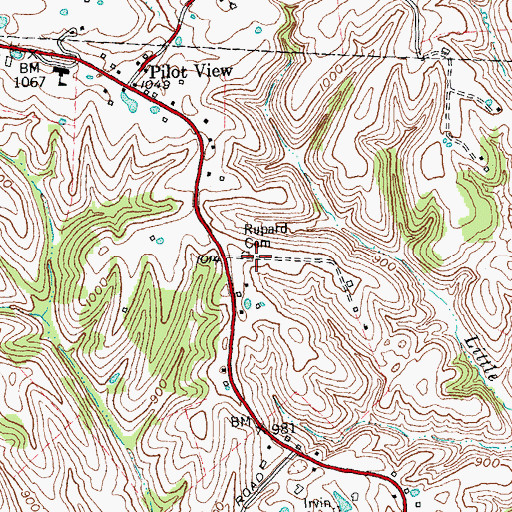 Topographic Map of Rupard Cemetery, KY