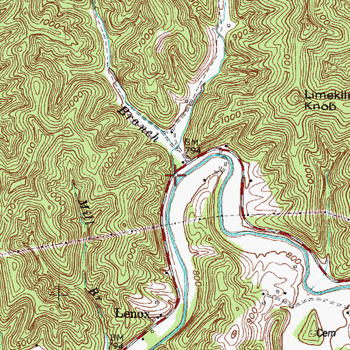 Topographic Map of Rush Branch, KY