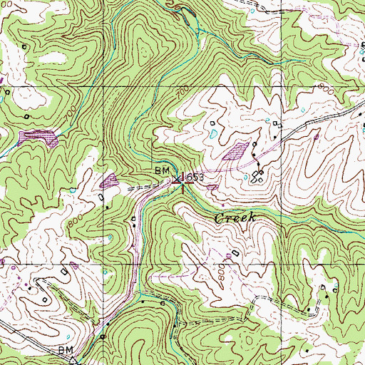 Topographic Map of Rush Creek, KY