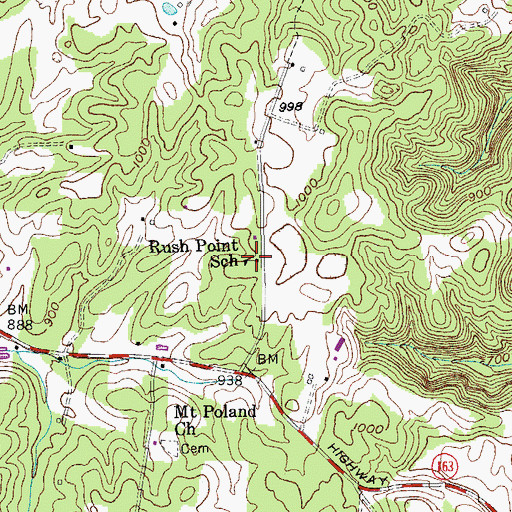Topographic Map of Rush Point School, KY