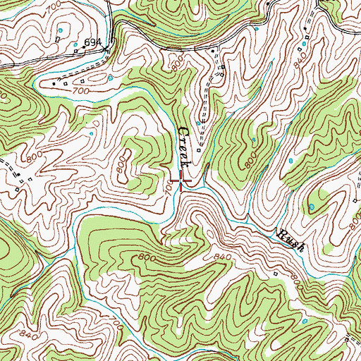 Topographic Map of Rush Run, KY