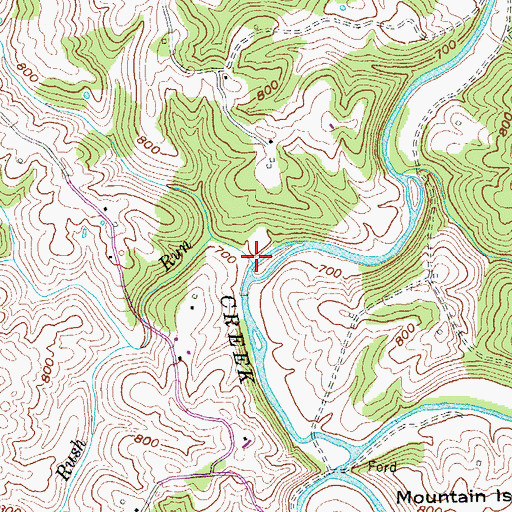 Topographic Map of Rush Run, KY