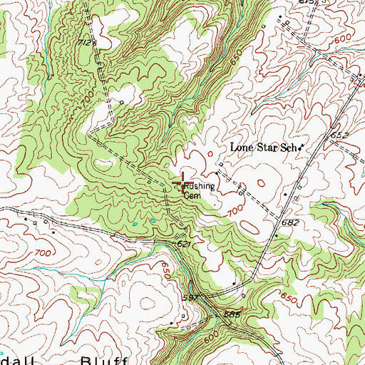 Topographic Map of Rushing Cemetery, KY