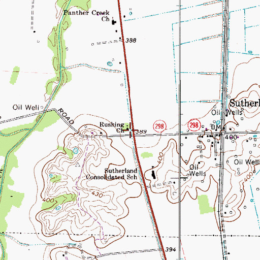 Topographic Map of Rushing Church, KY