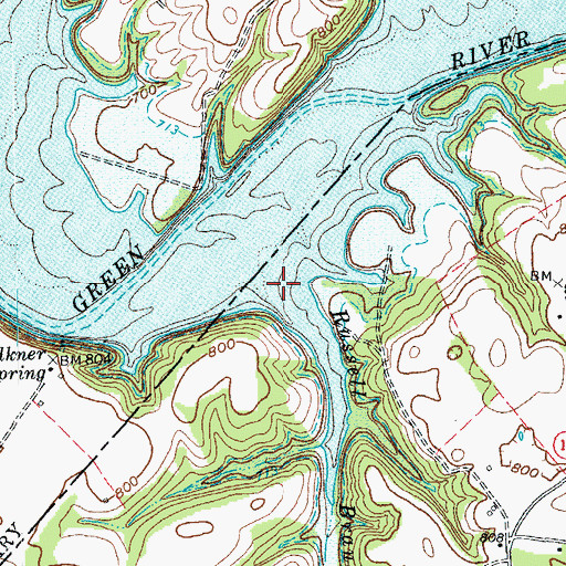 Topographic Map of Russell Branch, KY