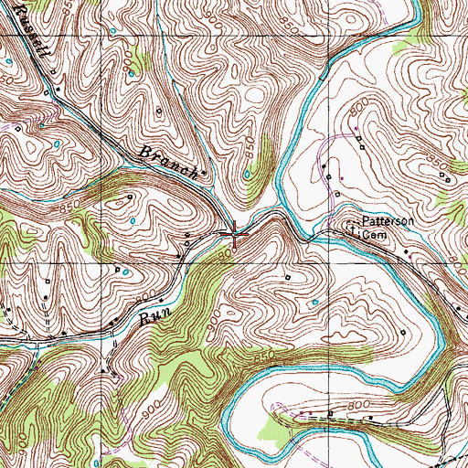 Topographic Map of Russell Branch, KY