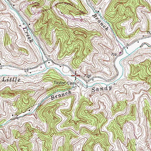 Topographic Map of Russell Branch, KY