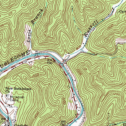 Topographic Map of Russell Branch, KY