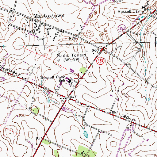 Topographic Map of Russell Cave Elementary School, KY