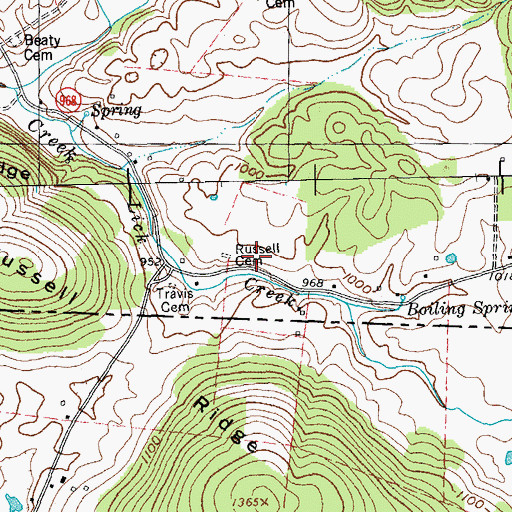 Topographic Map of Russell Cemetery, KY