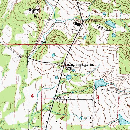 Topographic Map of Holly Springs Church, AR