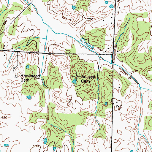 Topographic Map of Russell Cemetery, KY
