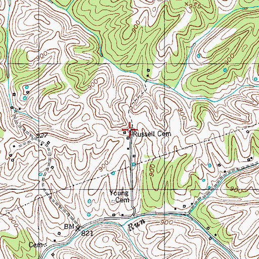 Topographic Map of Russell Cemetery, KY