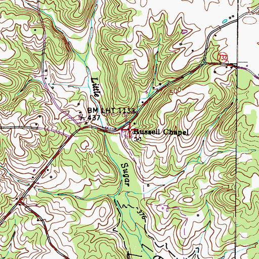 Topographic Map of Russell Chapel, KY