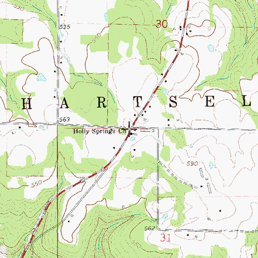 Topographic Map of Holly Springs Church, AR