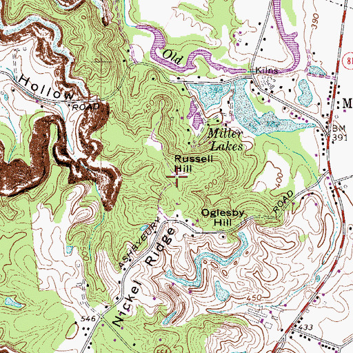 Topographic Map of Russell Hill, KY