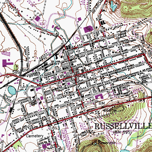 Topographic Map of Russellville, KY