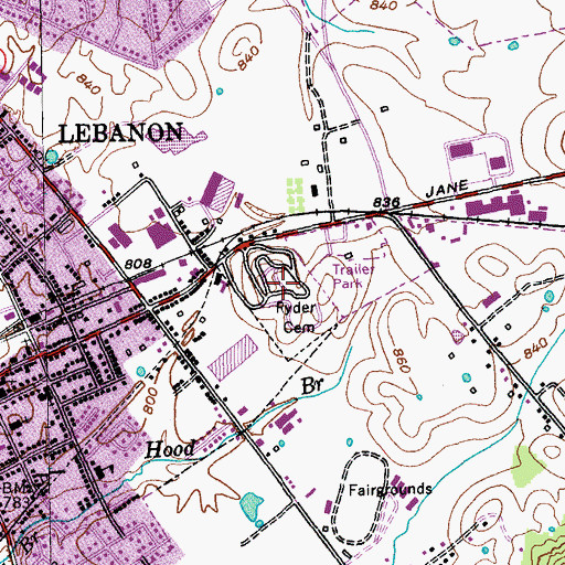 Topographic Map of Ryder Cemetery, KY