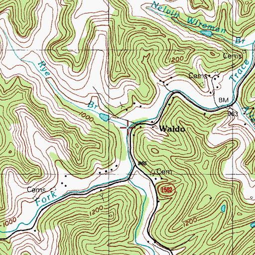 Topographic Map of Rye Branch, KY