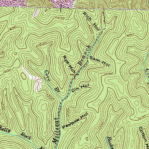 Topographic Map of Rye Hollow, KY