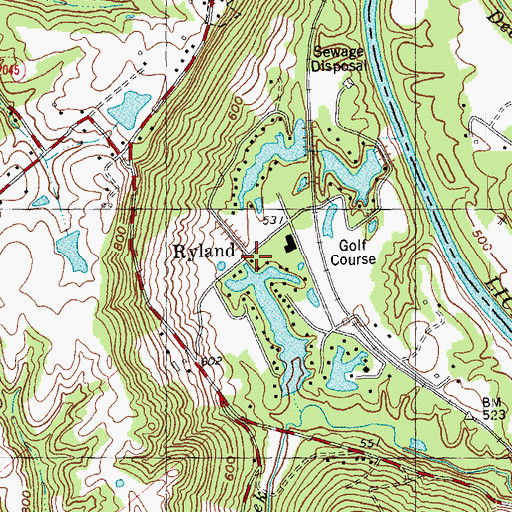 Topographic Map of Ryland, KY