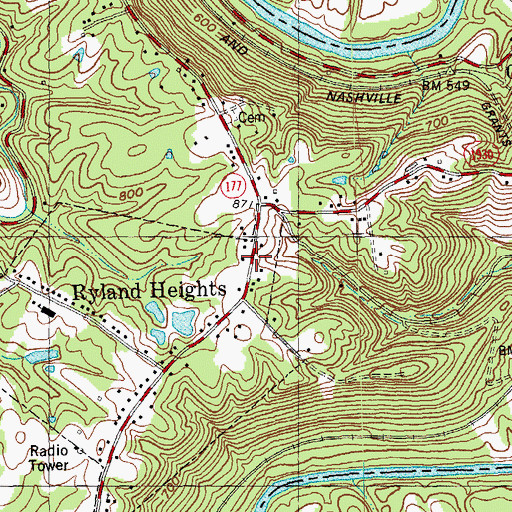 Topographic Map of Ryland Heights, KY
