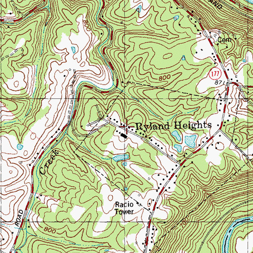 Topographic Map of Ryland Heights School, KY