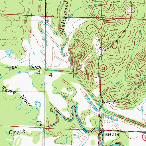 Topographic Map of Hollywood Creek, AR