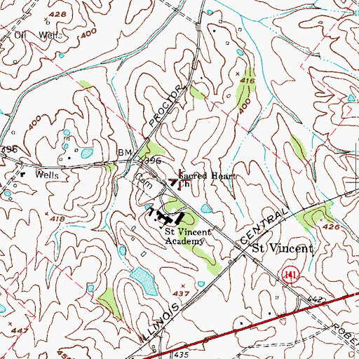 Topographic Map of Sacred Heart Church, KY