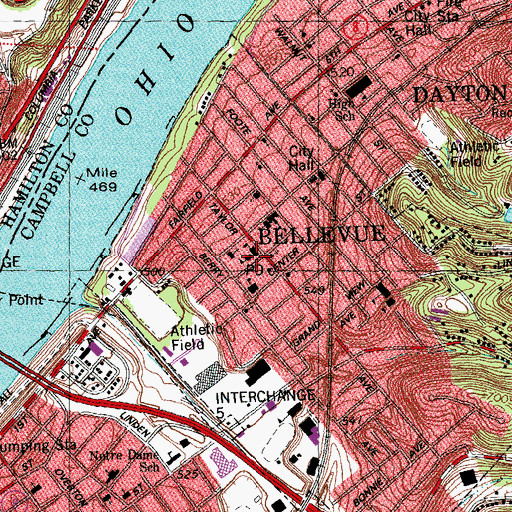 Topographic Map of Sacred Heart School, KY