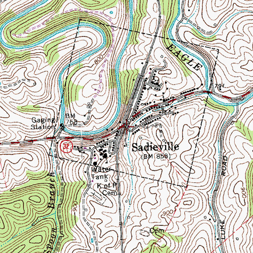 Topographic Map of Sadieville, KY