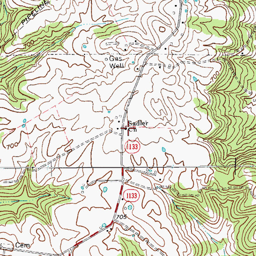 Topographic Map of Sadler Church, KY