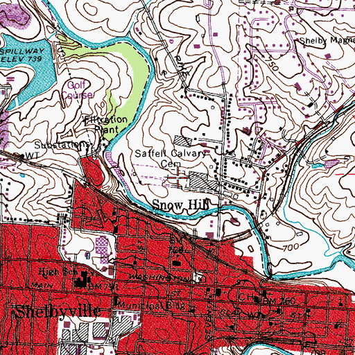 Topographic Map of Saffell Calvary Cemetery, KY