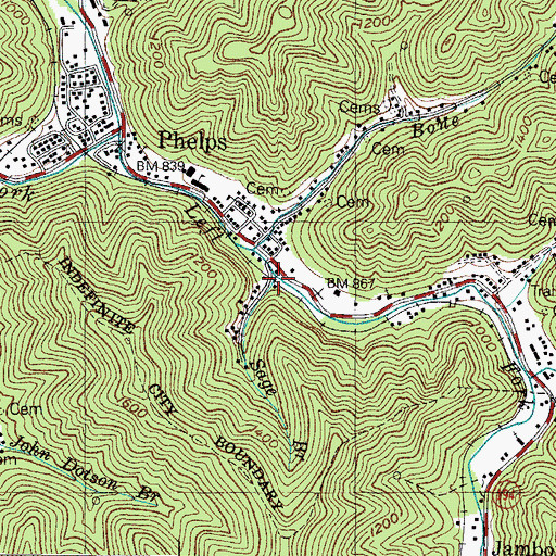 Topographic Map of Sage Branch, KY