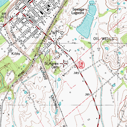 Topographic Map of Saint Agnes Cemetery, KY