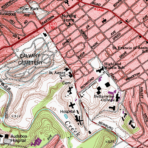 Topographic Map of Saint Agnes School, KY