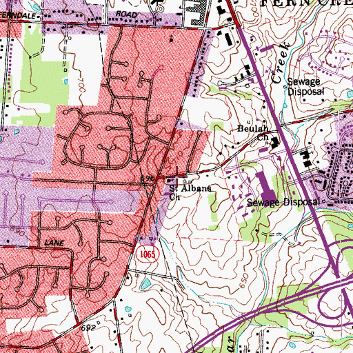 Topographic Map of Saint Albans Church, KY