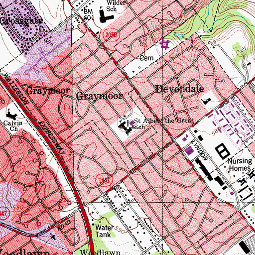 Topographic Map of Saint Albert the Greats School, KY