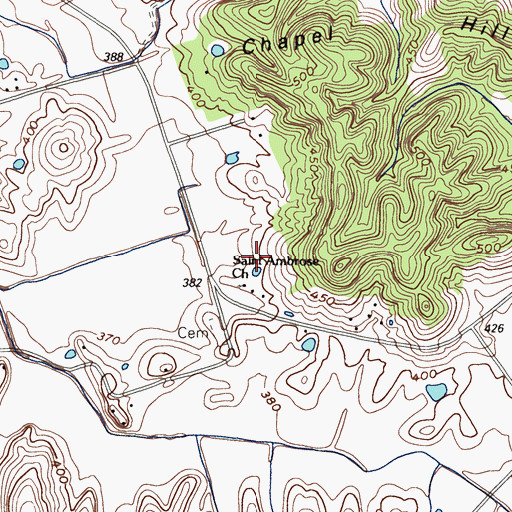 Topographic Map of Saint Ambrose Church, KY