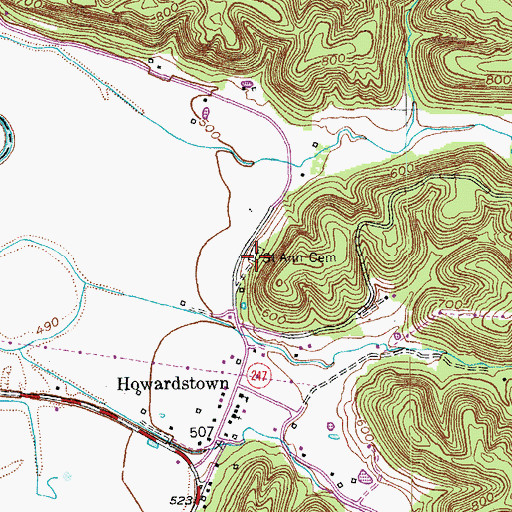 Topographic Map of Saint Ann Cemetery, KY