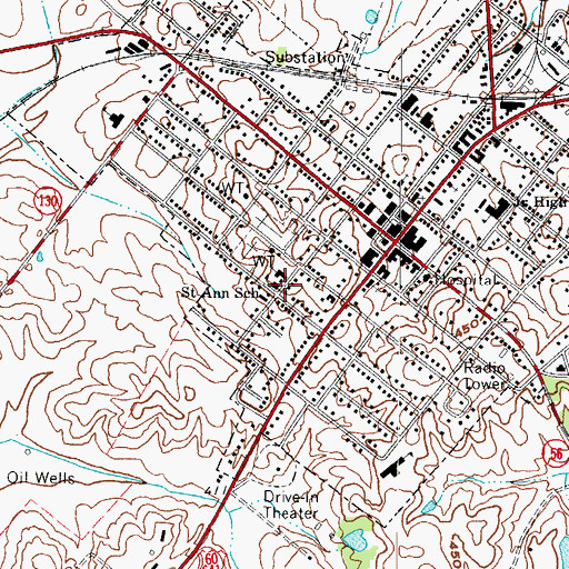 Topographic Map of Saint Ann School, KY