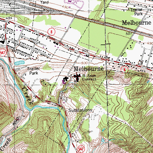 Topographic Map of Saint Annes Convent, KY