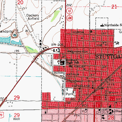 Topographic Map of Holman High School, AR